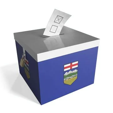 Alberta - ballot box with flag - 3D illustration Stock Illustration