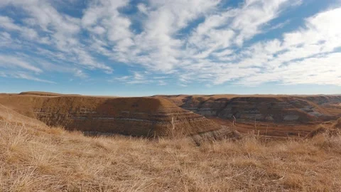 Alberta in blue sky cirrus clouds. panoramic view tourism in Canada. majestic Stock Footage 169440146