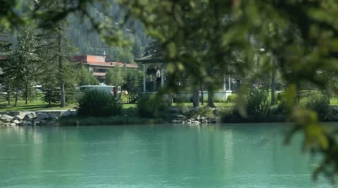 Alberta canada - august 12, 2012 bow river and park Stock Footage 11821598