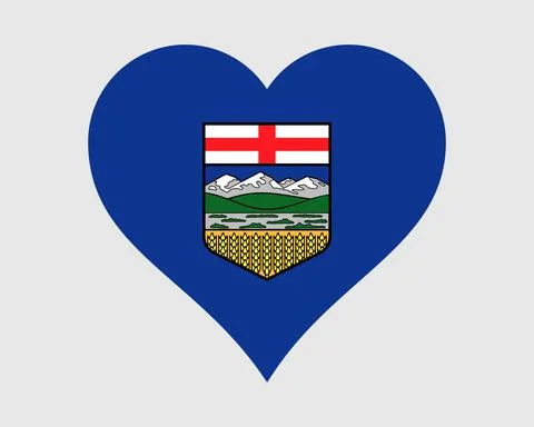 Alberta Canada Heart Flag. AB Canadian Province Love Shape Province Banner Icon Stock Illustration