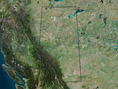 Alberta, Canada. High resolution satellite map Stock Illustration
