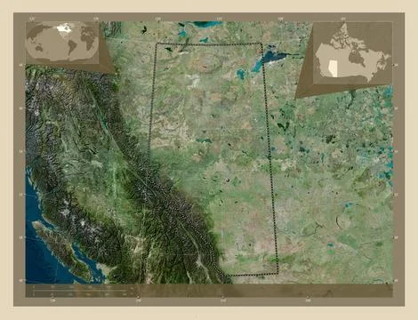 Alberta, Canada. High resolution satellite map Stock Illustration