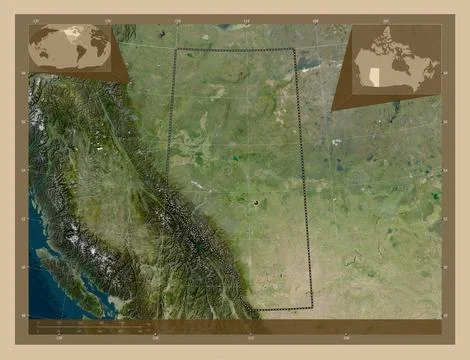 Alberta, Canada. Low resolution satellite map Stock Illustration