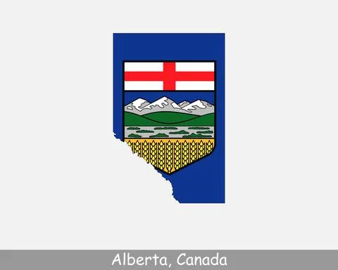 Alberta Canada Map Flag Stock Illustration