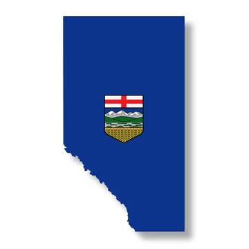 Alberta Canada Province flag map Stock Illustration