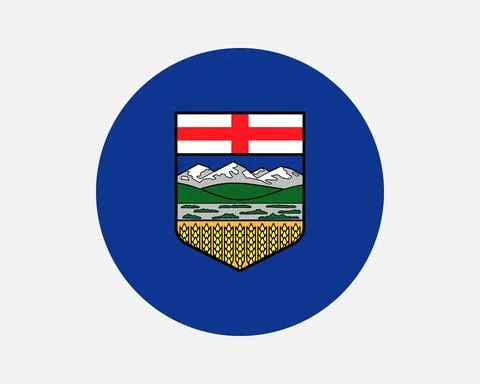 Alberta Canada Round Flag. AB, Canadian Province Circle Circular Banner Flag Illustrazione stock