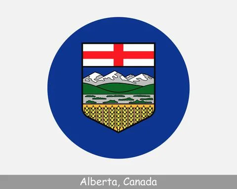 Alberta Canada Round Flag Stock Illustration