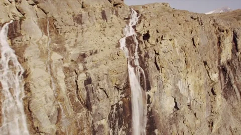 Alberta, Cananda, 17 March 2020: aerial images with top view of a waterfall Stock Footage 164897553