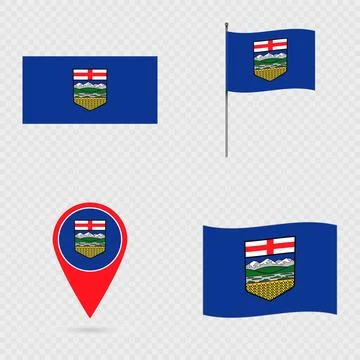 Alberta Flag Set, Province of Canada. Stock Illustration