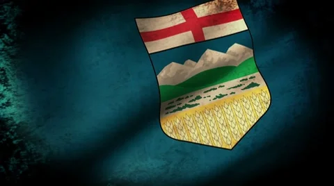 Alberta Flag Waving, grunge look Stock Footage 8776972