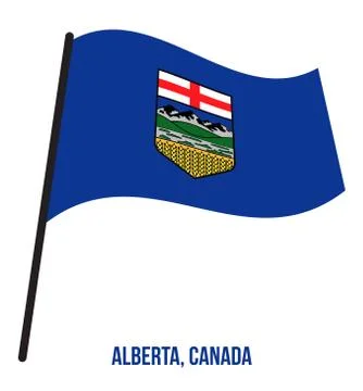 Alberta Flag Waving Vector Illustration on White Background. Stock Illustration