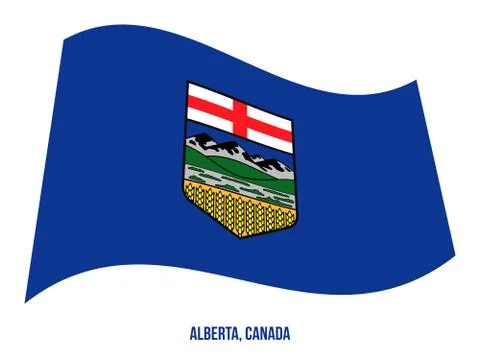 Alberta Flag Waving Vector Illustration on White Background. Stock Illustration