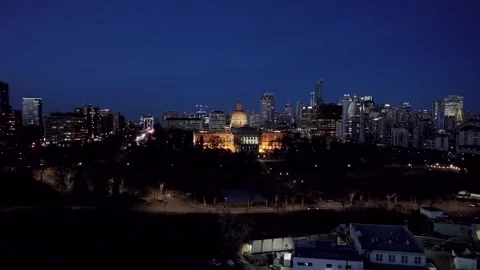 Alberta Legislature at Night Stock Footage 256736666