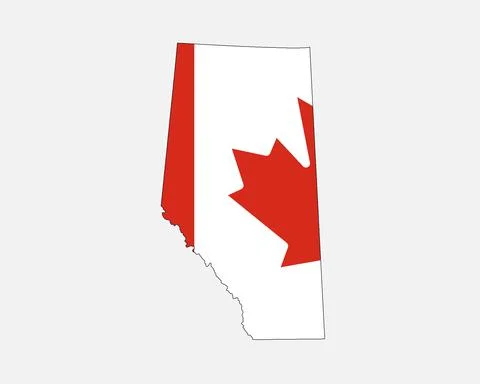 Alberta Map Canadian Flag Stock Illustration