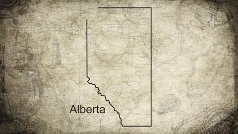 Alberta map drawn on a cartography background sheet of paper Stock Footage 329282838