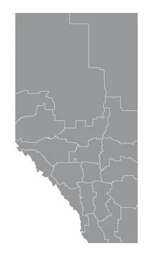 Alberta province administrative map Stock Illustration