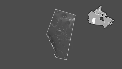 Alberta - province of Canada, extruded and isolated. Grayscale Stock Footage 241111874