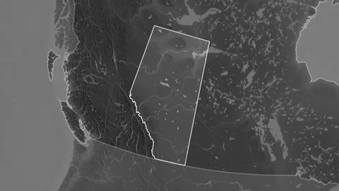 Alberta - province of Canada, extruded. Grayscale Stock Footage 241111791