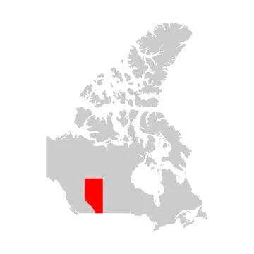 Alberta province highlighted on the map of Canada Stock Illustration