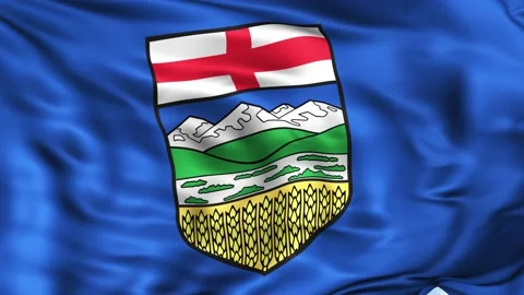 Alberta Province Waving Flag Background Stock Footage 204142192