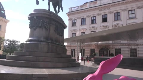 Albertina Museum, pink rabbit and equest... | Stock Video | Pond5