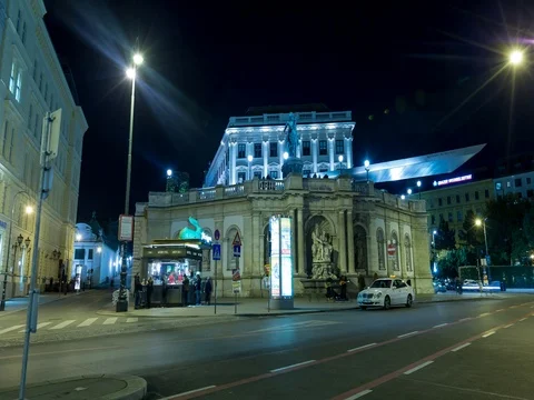 Albertina in Vienna Night Timelapse Video stock 69464656