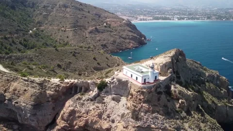 Albir lighthouse on the mountain Stock Footage 159244069