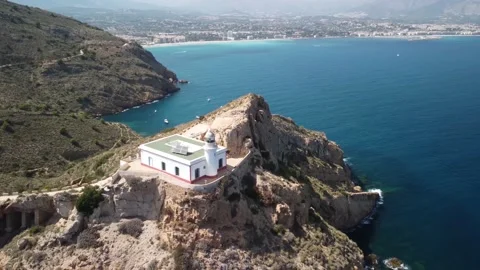Albir lighthouse on the mountain Stock Footage 159244194