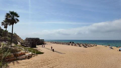 Albufeira beach with ocean view Stock Photos