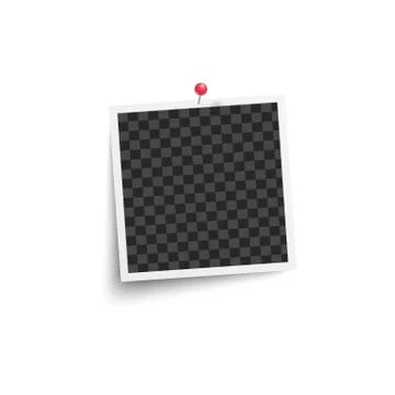 Album blank square empty photo frame pinned to a wall mockup vector isolated. Stock Illustration
