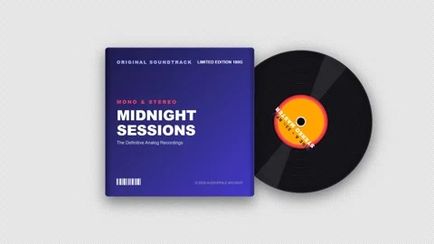 Album Cover Square Frame Vinyl Sleeve Slide-Out Reveal with a soft dust 4K Alpha Stock Footage 346594473