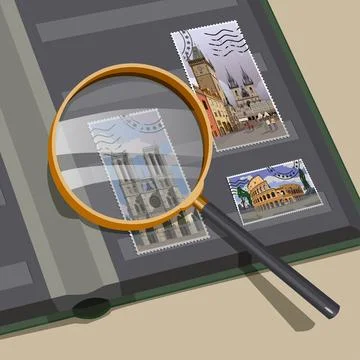Album with postage stamps. Vector. Illustrazione stock