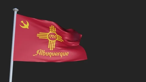 Albuquerque New Mexico - Loopable 3D flag animation with Alpha Channel and Tr 스톡 동영상 90974009