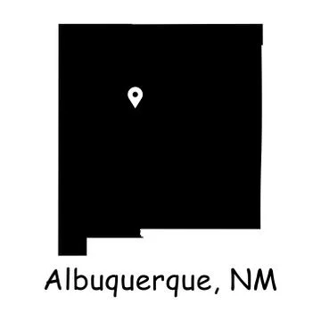 Albuquerque on New Mexico State Map with Location Pin on Albuquerque City 库存插图