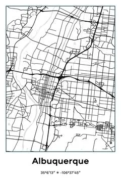 Albuquerque, New Mexico - vector map of city in Black, white, gray colors Stock Illustration