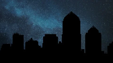 Albuquerque Skyline at Night, Time Lapse with Stars and Milky Way Stock Footage 287734852