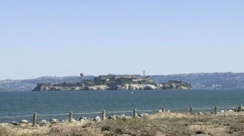 Alcatraz with Beach Foreground Stock Footage 726207