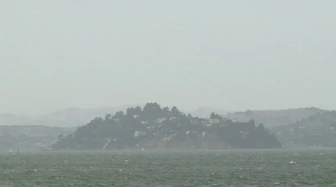 Alcatraz to Helm Zoom with Ship Stock Footage 726201
