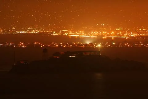Alcatraz at night Stock Photos