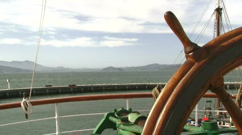 Alcatraz with Ship Helm Foreground Stock Footage 726203