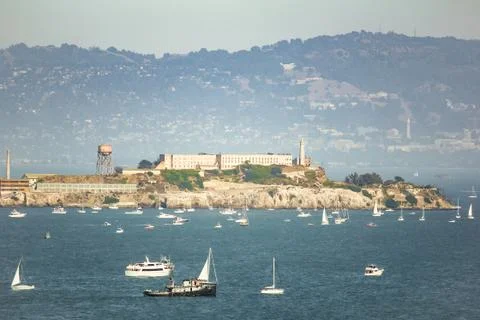 Alcatraz view from the hill. Stock Photos