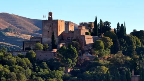 Alcazaba Fortress at Alhambra Complex in Granada Spain Stock Footage 344581143
