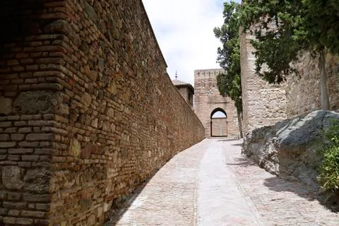 The Alcazaba, a palatial fortification located in Malaga, Spain Stock Photos