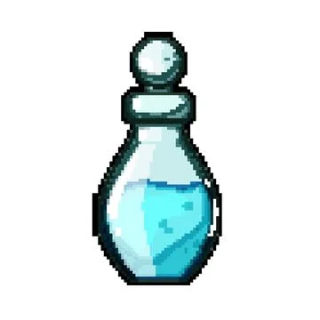 Alchemist potion bottle pixel art vector illustration Stock Illustration