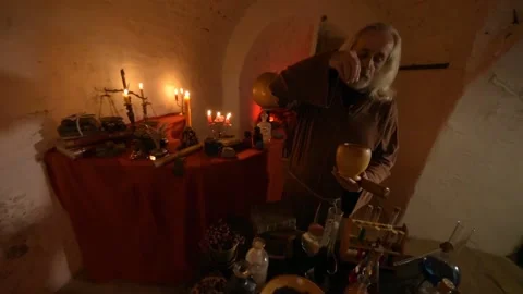 Alchemist Works In Laboratory Stock Footage 141204036