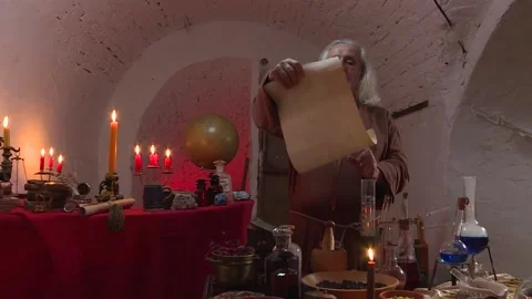 Alchemist Works In Laboratory Video stock 141204071