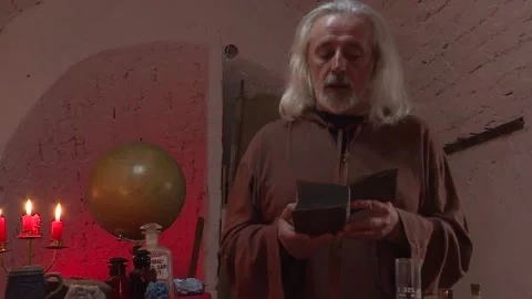 Alchemist Works In Laboratory Stock Footage 141204075