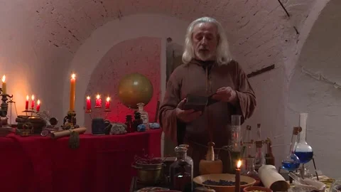 Alchemist Works In Laboratory Video stock 141204095