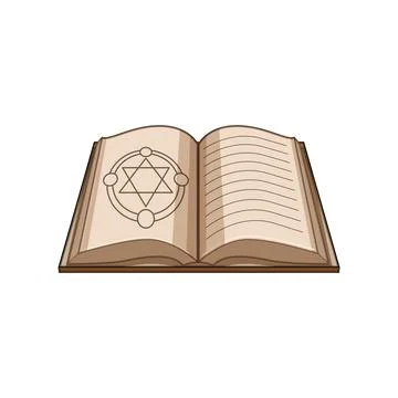 Alchemy book opened with magical symbol Stock Illustration