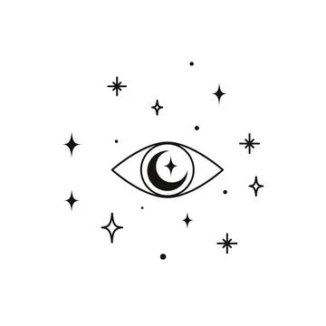 Alchemy esoteric magic celestial talisman with witchcraft eye sacred geometry Stock Illustration